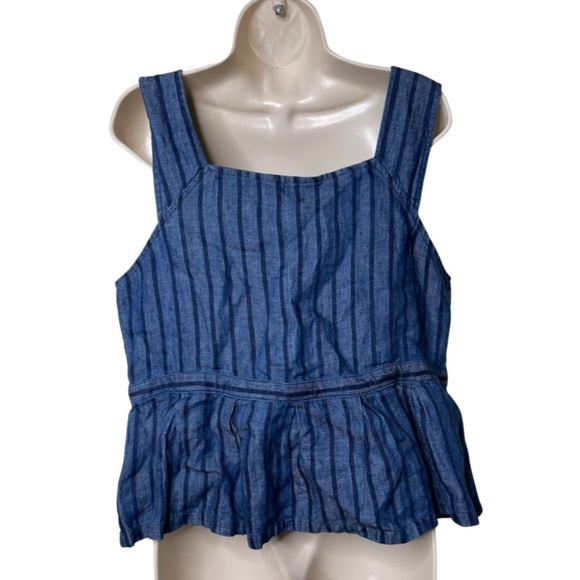 Nest Robe Blue stripe Japanese fabric button front top sz M - Picture 2 of 11